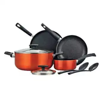 Lulu Hypermarket Bergner ultra marble non stick cookware set 8pcs induction bg31309or offer