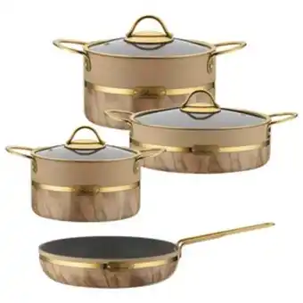 Lulu Hypermarket Brioni non stick granite cookware set 7pcs cream s101 offer