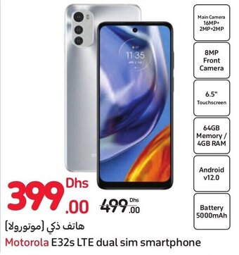 Carrefour Motorola E32s LTE dual sim smartphone offer