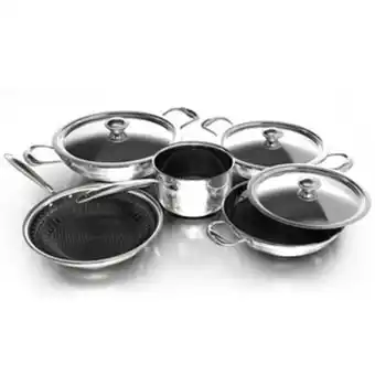 Lulu Hypermarket Delici stainless steel triply cookware set, 8 pcs, honeycomb offer
