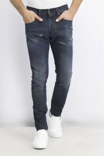 Brands For Less Men slim fit ripped denim jeans, navy blue offer