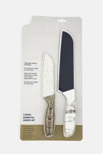 Brands For Less 2 piece essential knives set, white and natural and silver offer