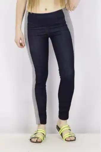 Brands For Less Women colorblock denim leggings, blue and grey offer
