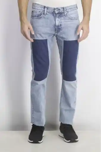 Brands For Less Men five pocket colorblock slim leg jeans, blue washed offer