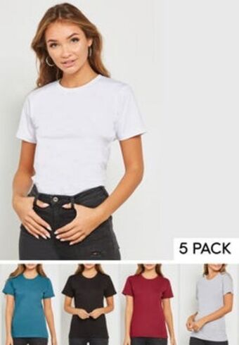 Noon 5 pack essential crew neck t-shirt multicolour offer