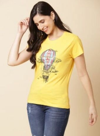 Noon Printed crew neck t-shirt yellow offer