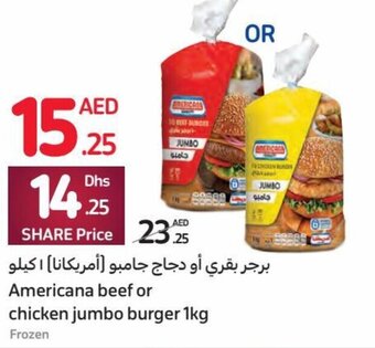 Carrefour Americana beef or chicken jumbo burger 1kg offer