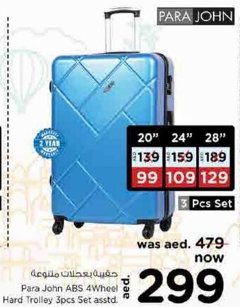 Nesto Para John ABS 4Wheel Hard Trolley 3pcs Set asstd. offer