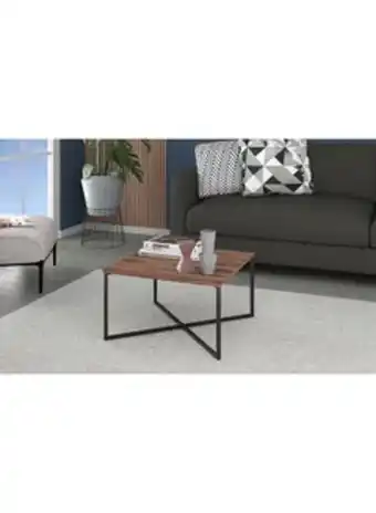 Noon Modern style metal cross leg coffee table for living room brown/black 60x60x33cm offer
