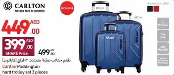 Carrefour Carlton Paddington hard trolley set 3 pieces offer