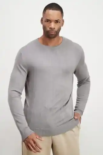Brands For Less Men sports fit long sleeve plain sweater, mid grey offer