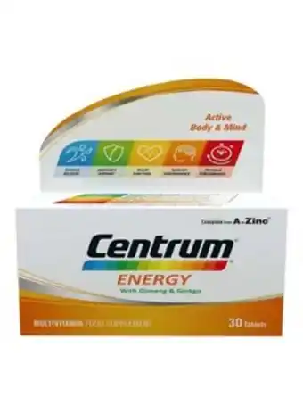 Noon Centrum energy, 30 tablets, multivitamin with ginseng and gingko biloba offer