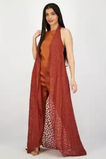 Brands For Less Women textured sleeveless jumpsuit, brown offer