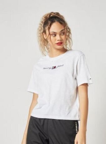 Noon Embroidered logo crop t-shirt white offer