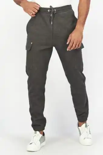 Brands For Less Men regular fit drawstring cargo jogger pants, charcoal offer