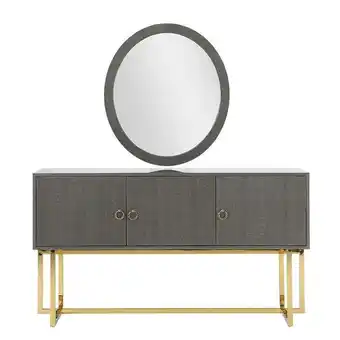 Homes R Us Brooklyn 3-door sideboard with mirror, grey & gold offer