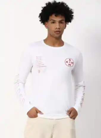 Noon Printed casual t-shirt salt white offer