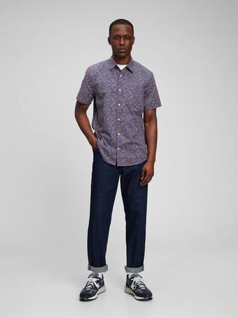 GAP Gap men's short sleeve poplin shirt in slim fit offer