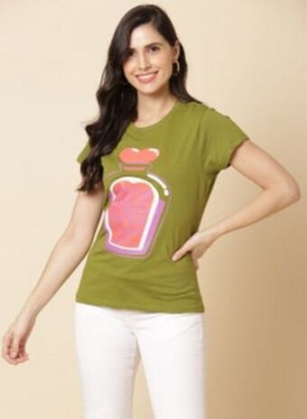 Noon Printed crew neck t-shirt olive offer