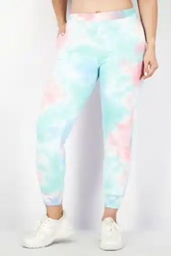 Brands For Less Women sportswear fit drawstring pull,on track pants, blue and pink tie dye offer