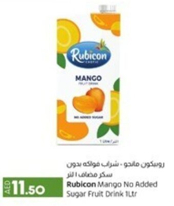 Lulu Hypermarket Rubicon Mango No Added Sugar Fruit Drink 1Ltr offer