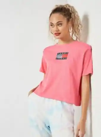 Noon Metallic logo cropped t-shirt pink offer