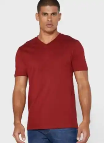 Noon V neck t-shirt burgundy offer