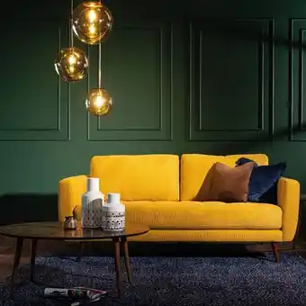 Homes R Us Liverpool 3-seater fabric upholstered sofa, yellow offer