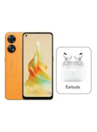 Noon Reno 8t dual sim sunset orange 8gb ram 256gb 4g lte with free earbuds - middle east version offer