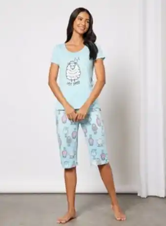 Noon Women's pack of 2 print top and bottom pyjama set light blue offer