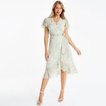 Centrepoint Quiz floral v-neck wrap midi dress offer