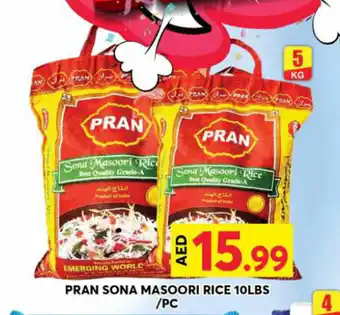 Grand Hyper Market PRAN SONA MASOORI RICE 10LBS /PC offer