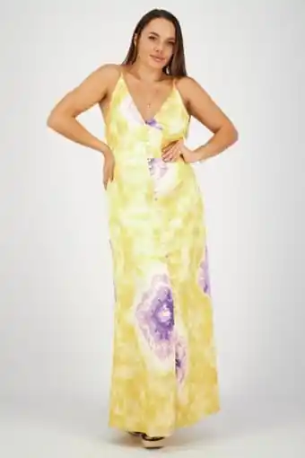 Brands For Less Women tie dye maxi skirt, yellow and purple offer