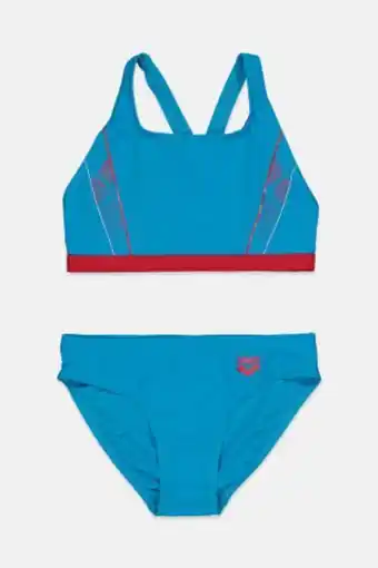 Brands For Less Women 2 piece printed bikini top and bottom, light blue and red combo offer