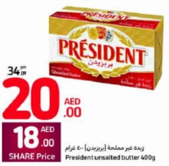 Carrefour President unsalted butter 400g offer
