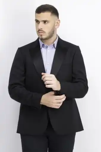 Brands For Less Men tailored fit solid casual blazer, black offer