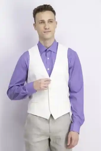 Brands For Less Men slim fit plain formal vest, white offer