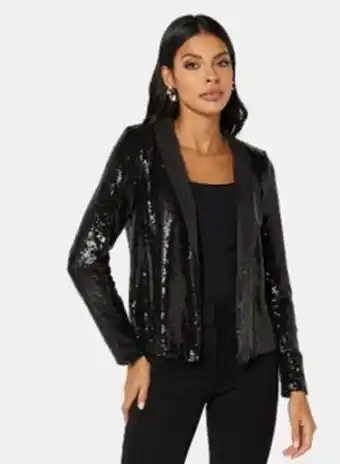Noon Sequin open front blazer black offer
