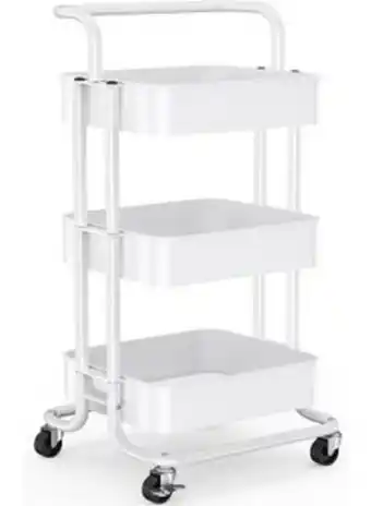Noon 3 tier rolling utility cart with handles and lockable wheels white offer