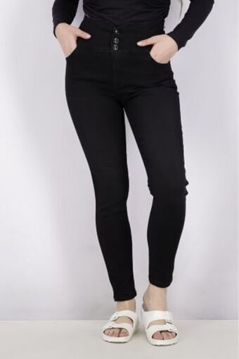 Brands For Less Women skinny fit plain non,stretchable denim jeans, black offer