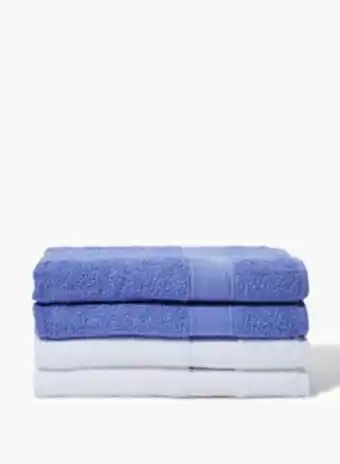 Noon 4 piece bathroom towel set - 400 gsm 100% cotton terry - 4 bath towel - multicolor white/periwinkle color -quick dry - super offer
