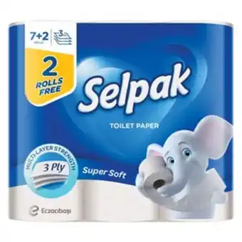 Lulu Hypermarket Selpak super soft toilet paper 3ply 7+2 rolls offer