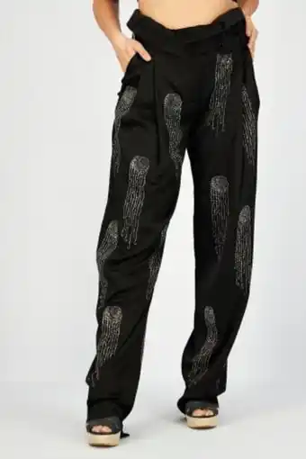 Brands For Less Women regular fit embellished pants, black offer