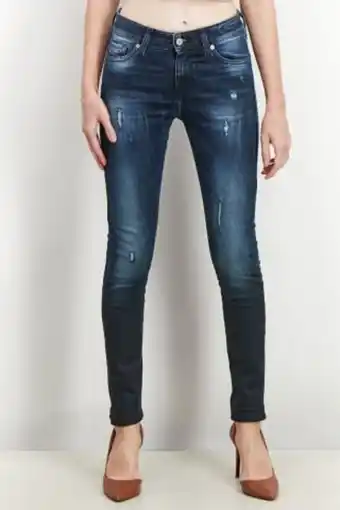 Brands For Less Women slim skinny fit dark wash rip non,stretchable denim jeans, navy offer