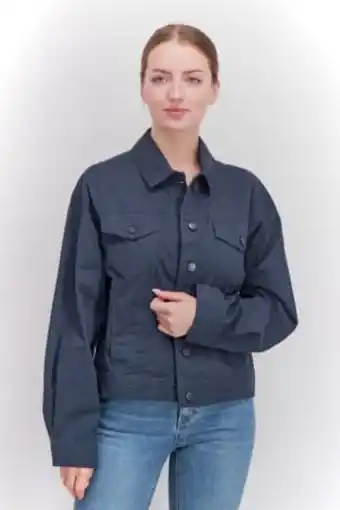 Brands For Less Women spread neck long sleeves plain shirt, dark navy offer
