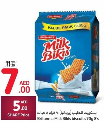 Carrefour Britannia Milk Bikis biscuits 90g 8's offer