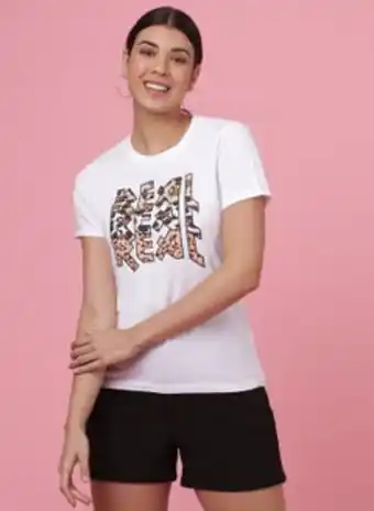 Noon Casual comfortable printed t-shirt white offer