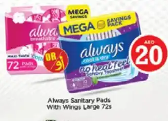 Nesto Always Sanitary Pads With Wings Large 72s offer
