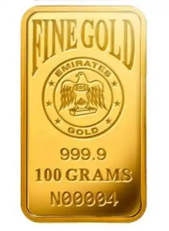 Noon Emirates 100g gold bar fine gold 999.9 purity - 100 grams offer