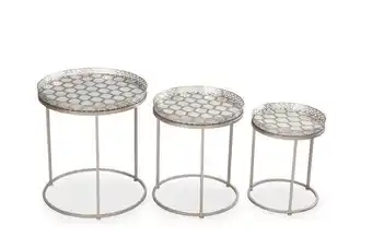 Homes R Us Melody metal nest of tables - set of 3 - silver offer